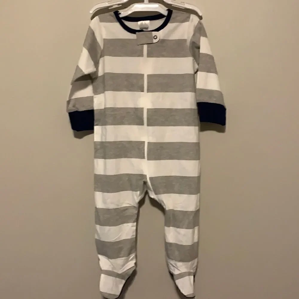 2 Pack Baby Onesies Grey White / Blue White Sz 6-9